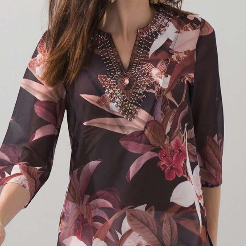 Chico’s - Embellished Floral Tunic